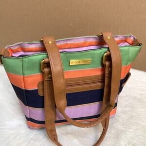 ZAZA Multicolor Stripe Light Weight Insulated Lunch Tote Cooler Bag